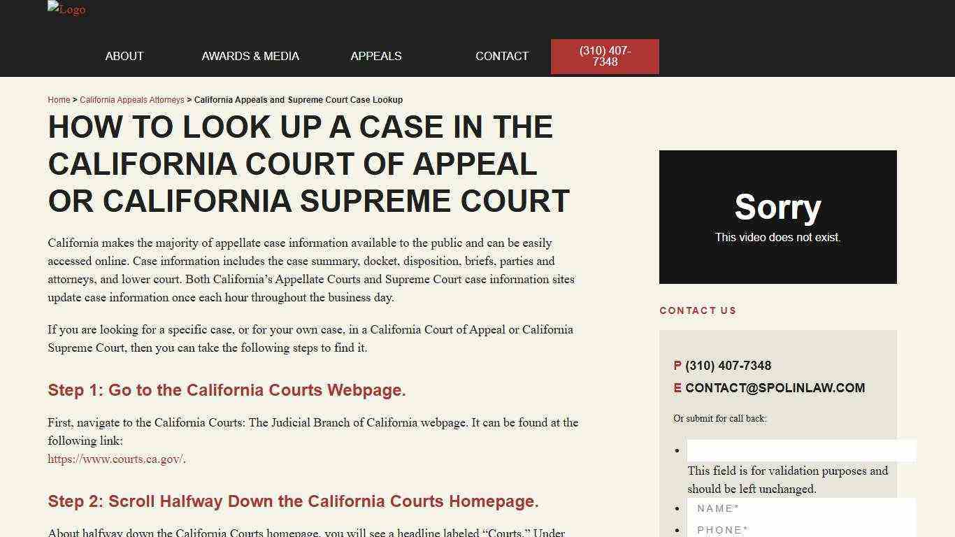 California Appeals and Supreme Court Case Lookup - Criminal Appeals Advocates, P.C.